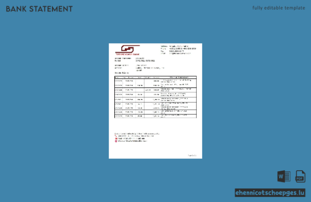 Turkmenistan Turkmenbashi Kontoauszug Excel Beispielvorschau